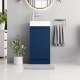 Denver Blue 400mm vanity unit with a sleek mirror and modern accessories.