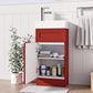400mm red vanity unit with open storage, showcasing neatly stacked towels and toiletries.