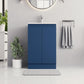 500mm navy blue vanity unit with a white basin, chrome tap, and stylish design in a modern bathroom.