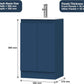 500mm navy blue vanity unit with labeled dimensions: 800mm height, 500mm width, 370mm depth.