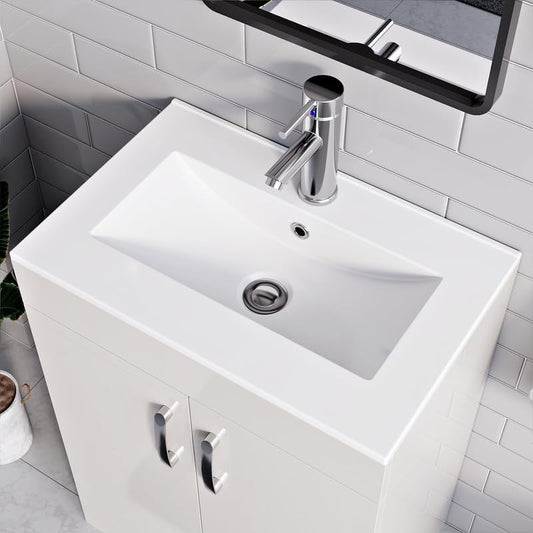 New York White 500mm Vanity Unit with Basin and Free Waste