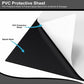 Black stainless steel splashback 60x60cm with PVC protective sheet for scratch prevention.