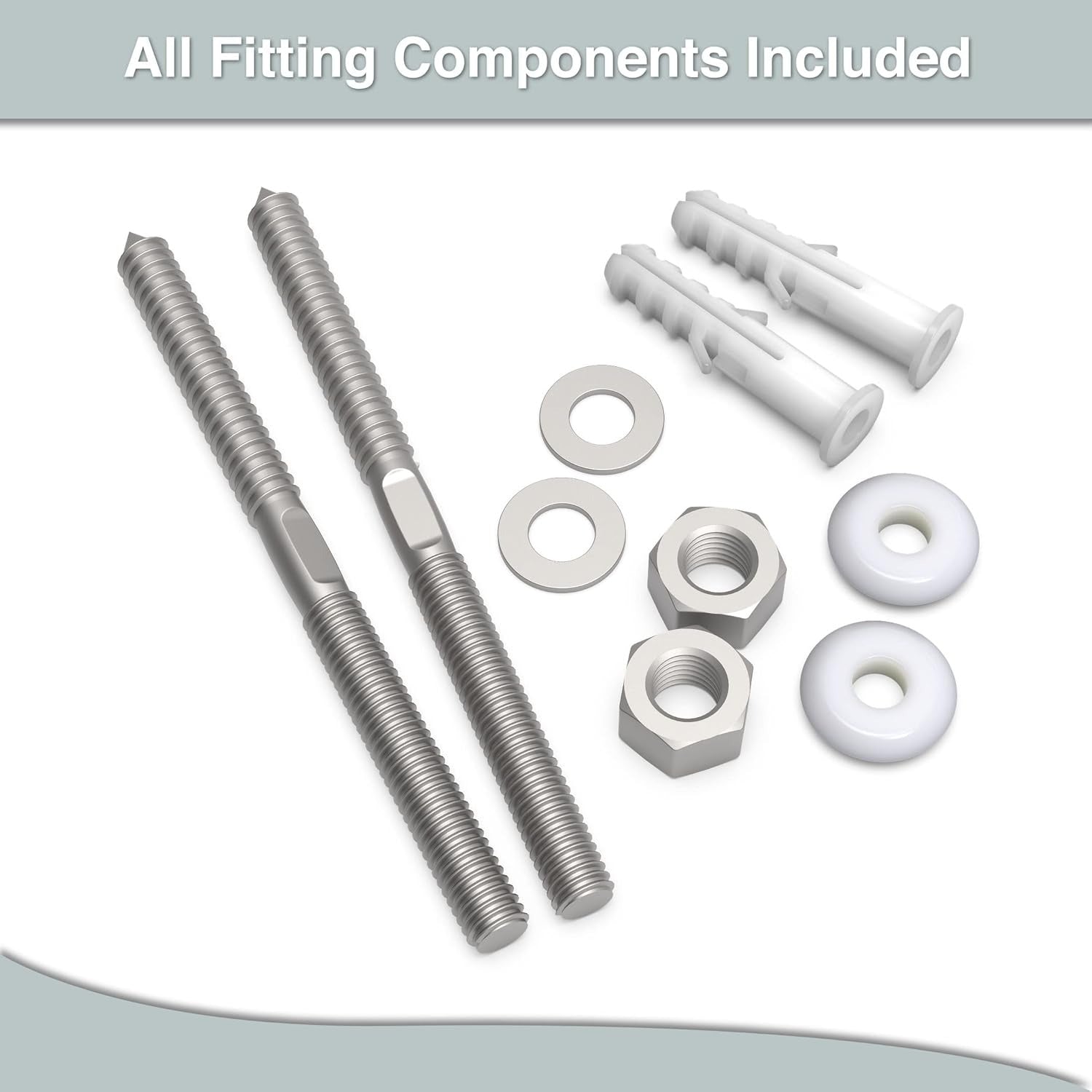 Corner basin installation kit with screws, washers, and wall fittings included.