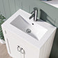 Close-up of crawley white 600mm vanity unit ceramic sink with sleek faucet.