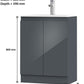 Dimensions of Denver Grey 600mm Vanity Unit with 600mm width and 390mm depth.