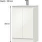 Dimensions of Denver White 500mm Vanity Unit with a sleek ceramic basin and compact design.