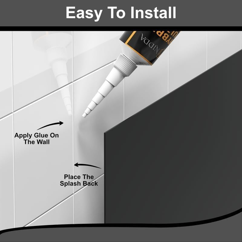 Easy to install black stainless steel splashback 60x60cm with glue application.