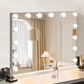 Hollywood vanity mirror 50x42cm with dimmable LED bulbs and built-in magnifier.