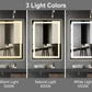 Lucian LED bathroom mirror 70x50cm showing warm, natural, and white light color settings.