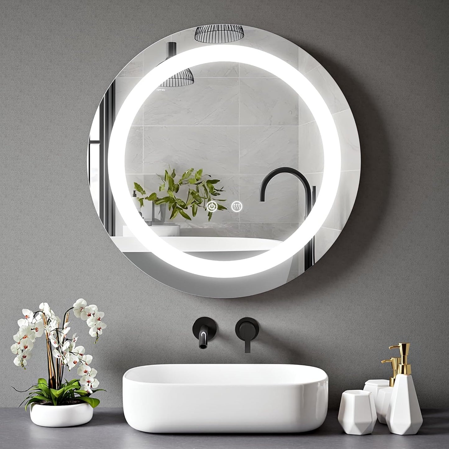 Lucy Round LED Bathroom Mirror with Anti-Fog