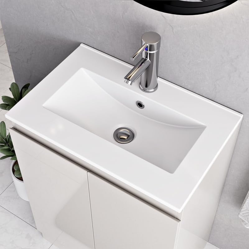 Denver White 600mm Vanity Unit with Basin and Free Waste