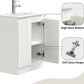 Features of the Denver White 500mm Vanity Unit including soft close hinges and glossy handles.