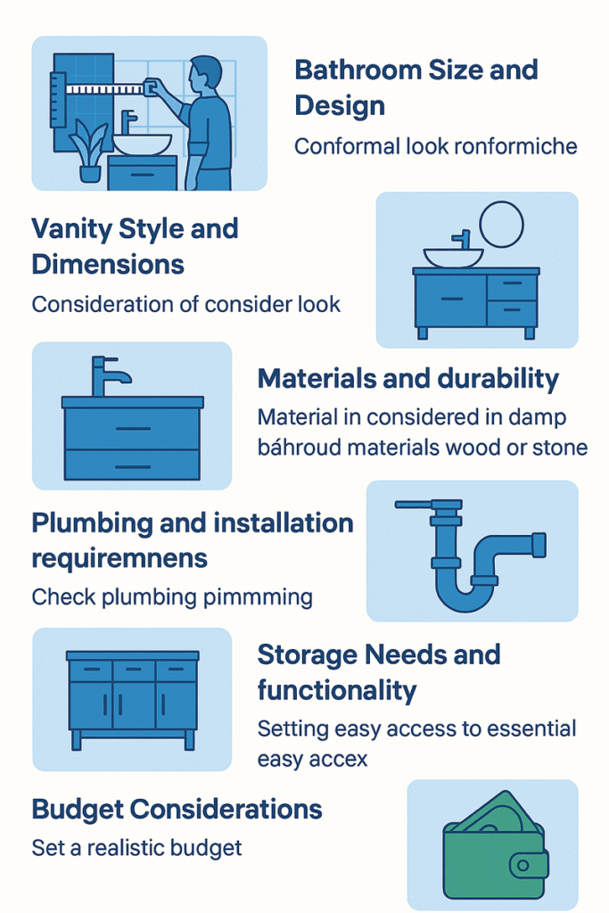 infograph explaning how to choose a bathroom vanity unit